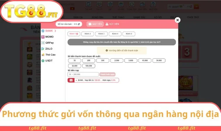 Phương thức gửi vốn thông qua ngân hàng nội địa hết sức quen thuộc