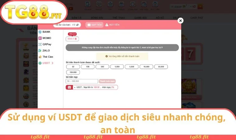 Sử dụng ví USDT để giao dịch siêu nhanh chóng, an toàn